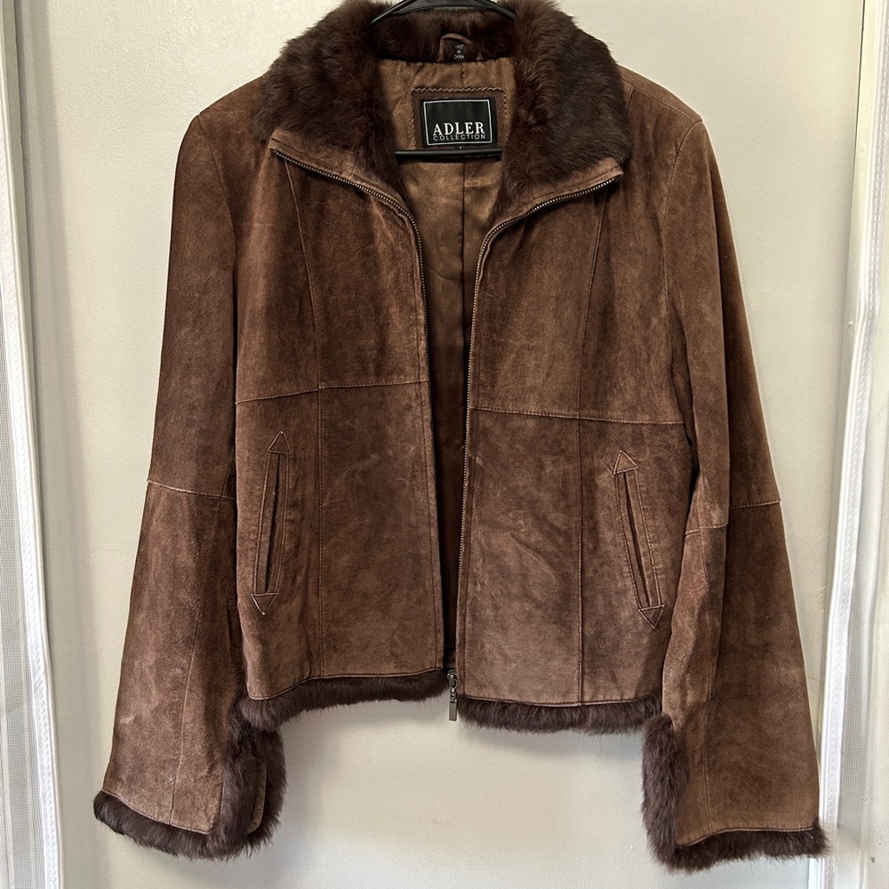 Brown Teddy Jacket with Plush Texture and Zip-Up Design